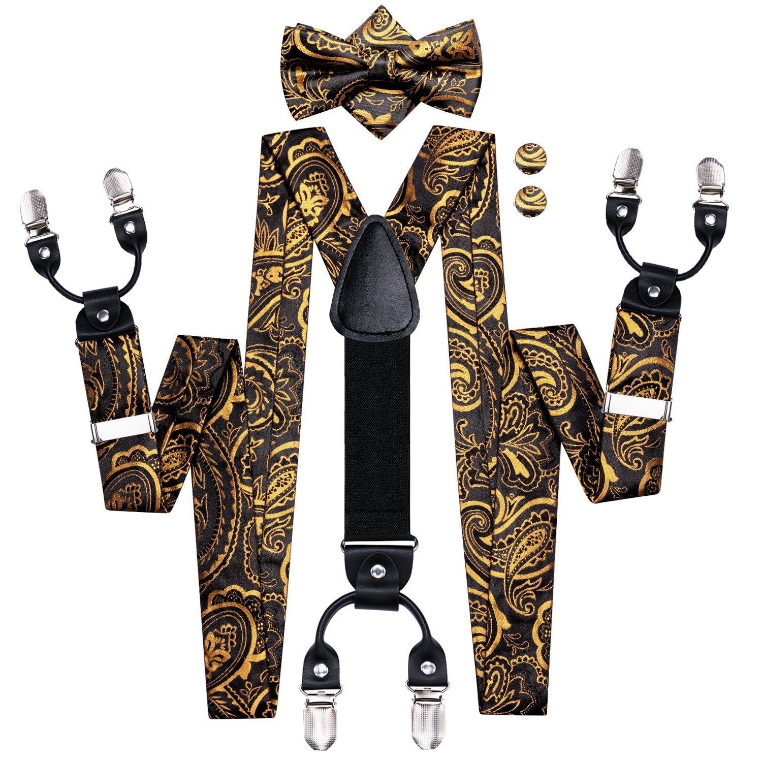 GentCrest Black Paisley Suspenders - Image 2