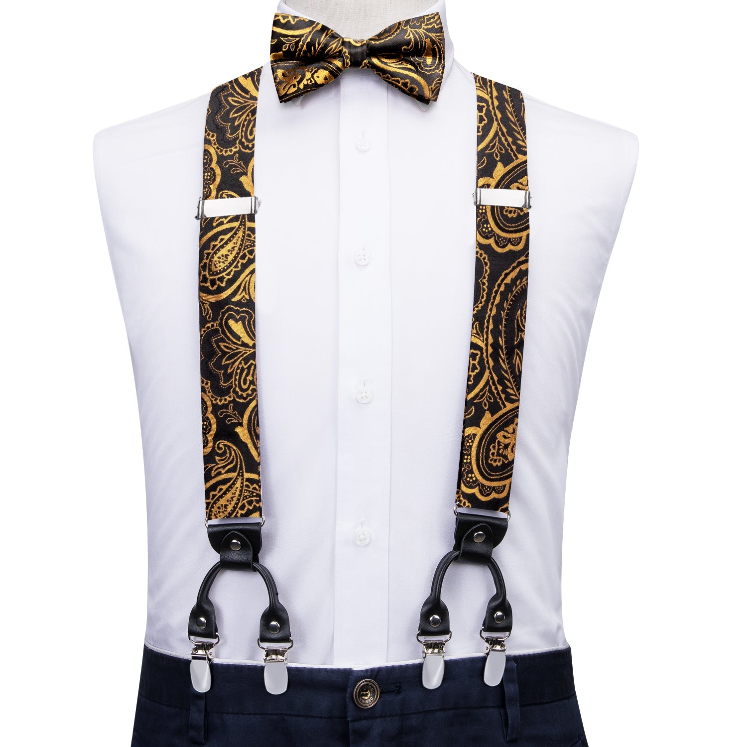 GentCrest Black Paisley Suspenders - Image 1
