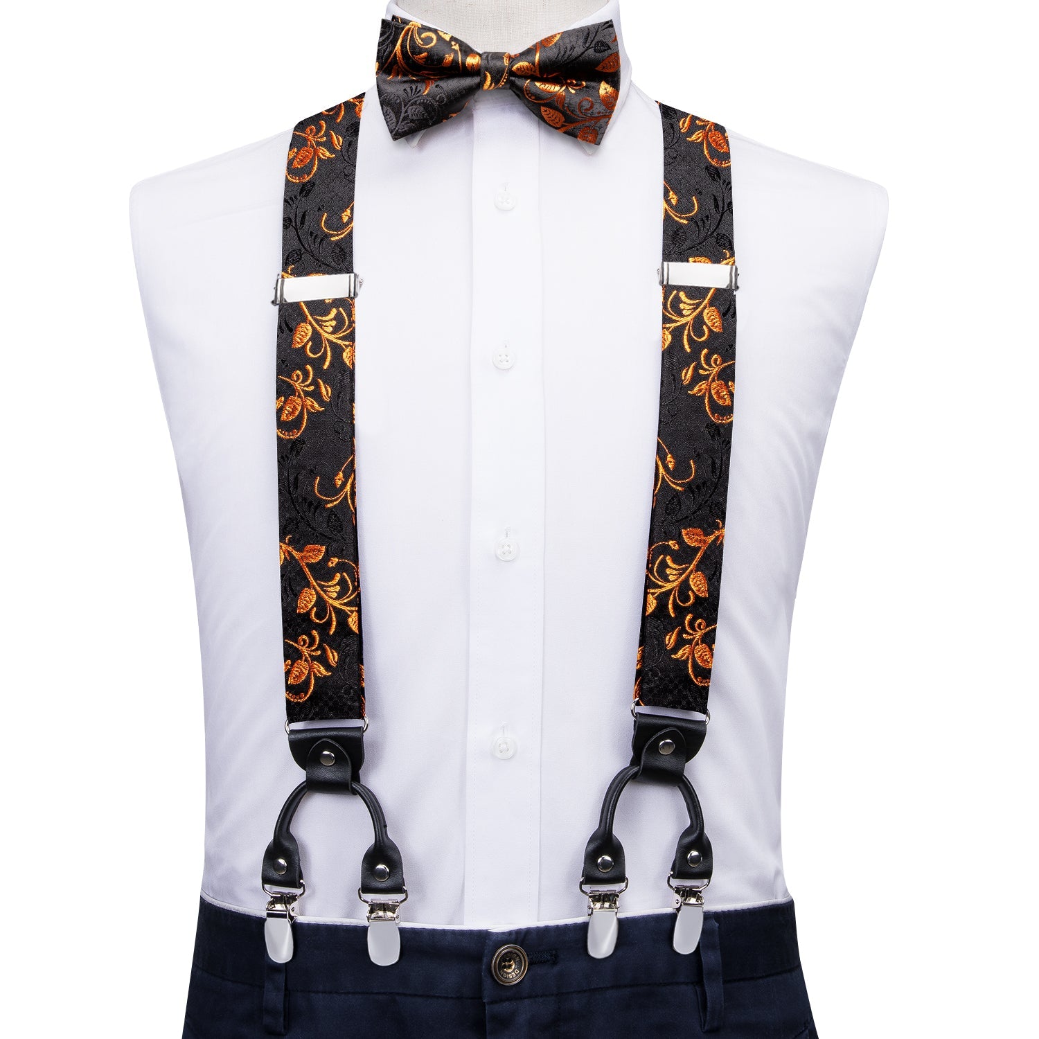 GentCrest Black Floral Suspenders - Image 1