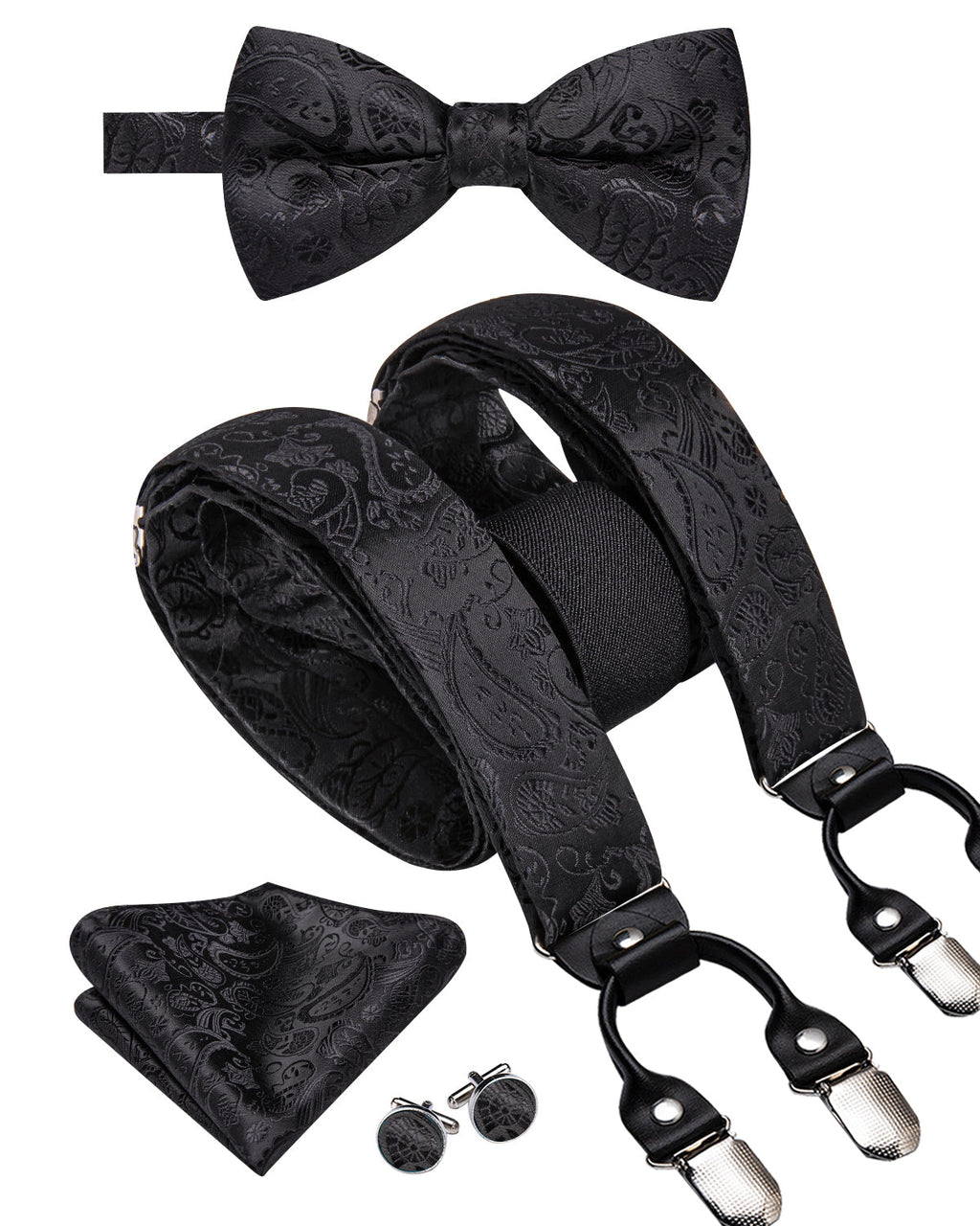 GentCrest Black Paisley Suspenders - Image 1