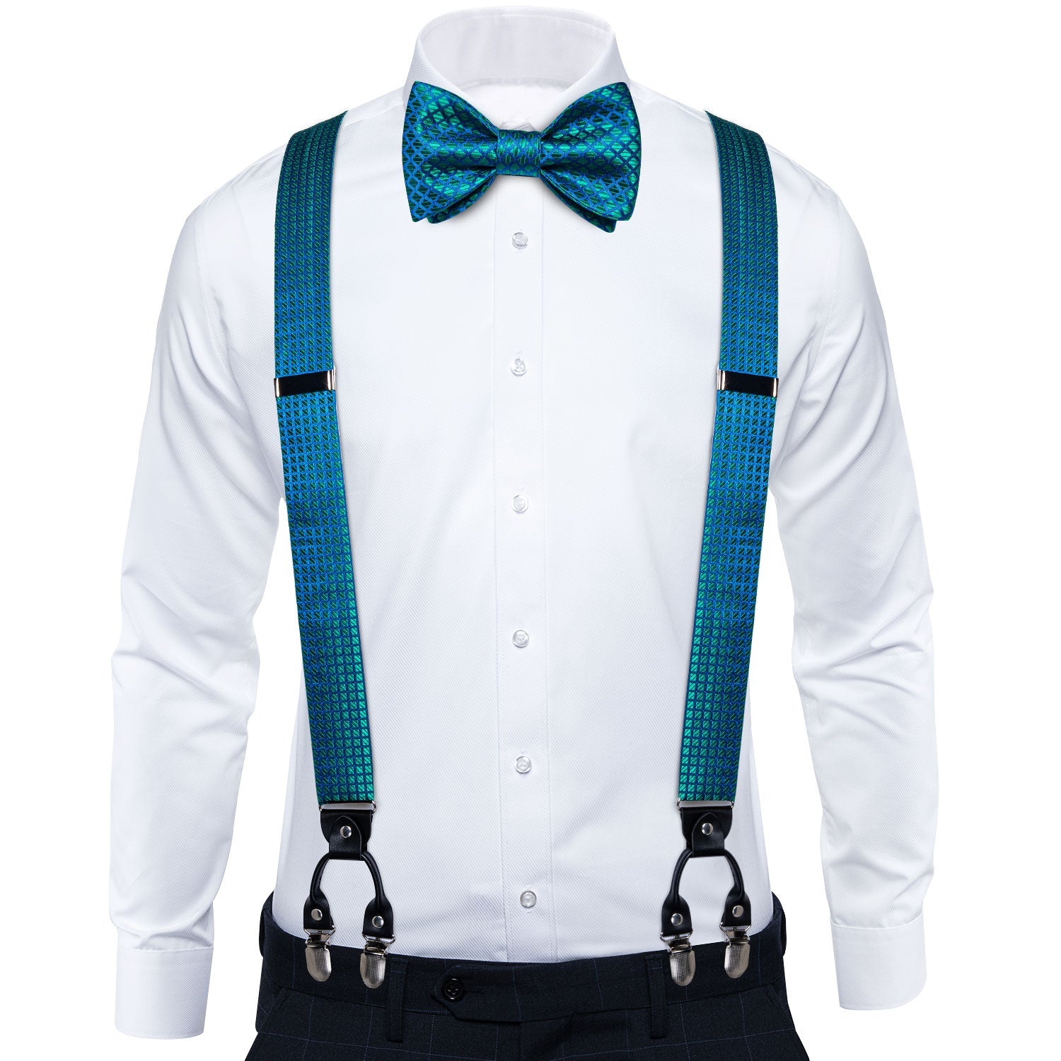 GentCrest Blue Plaid Suspenders - Image 1