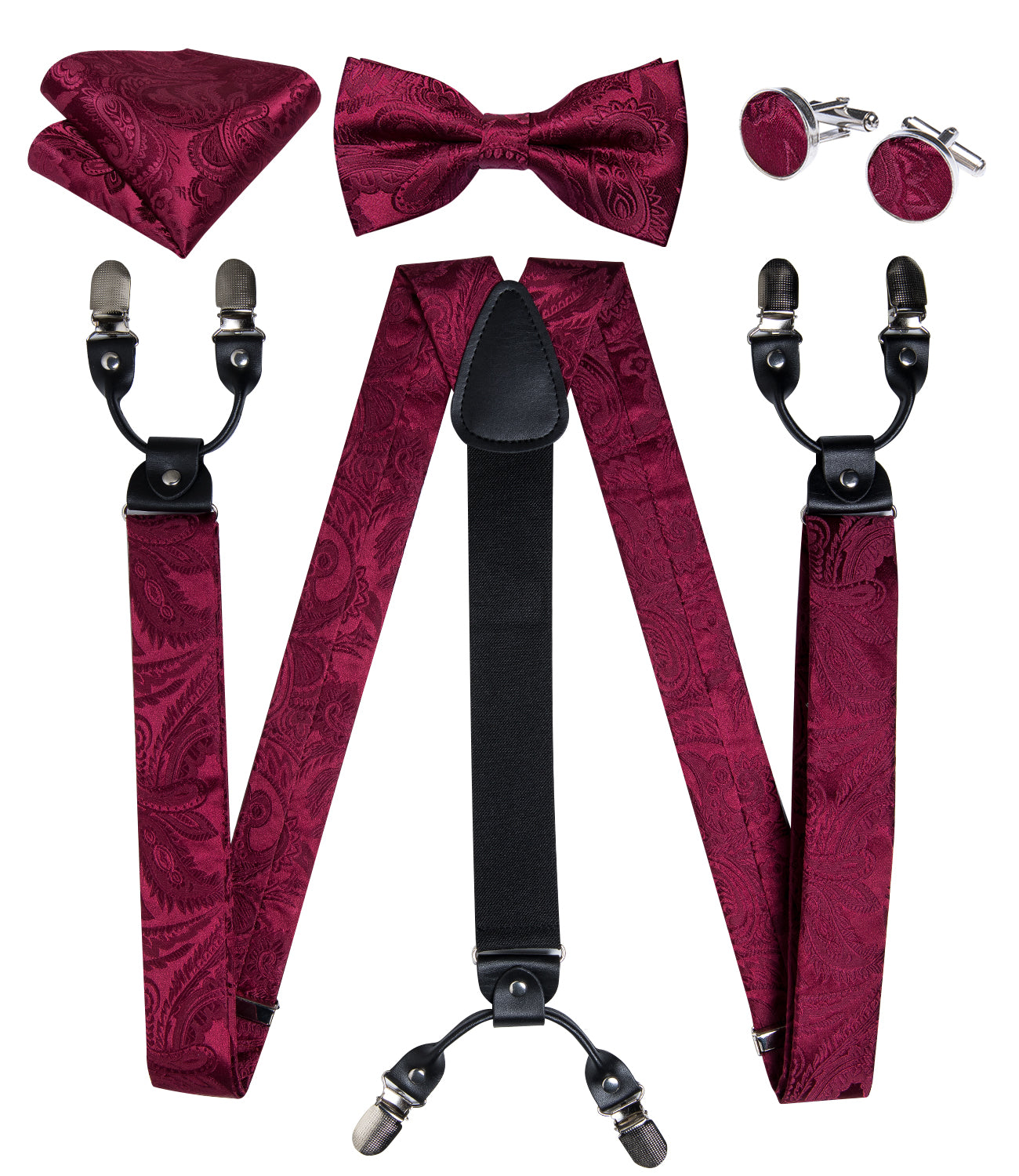 GentCrest Burgundy Floral Suspenders - Image 2
