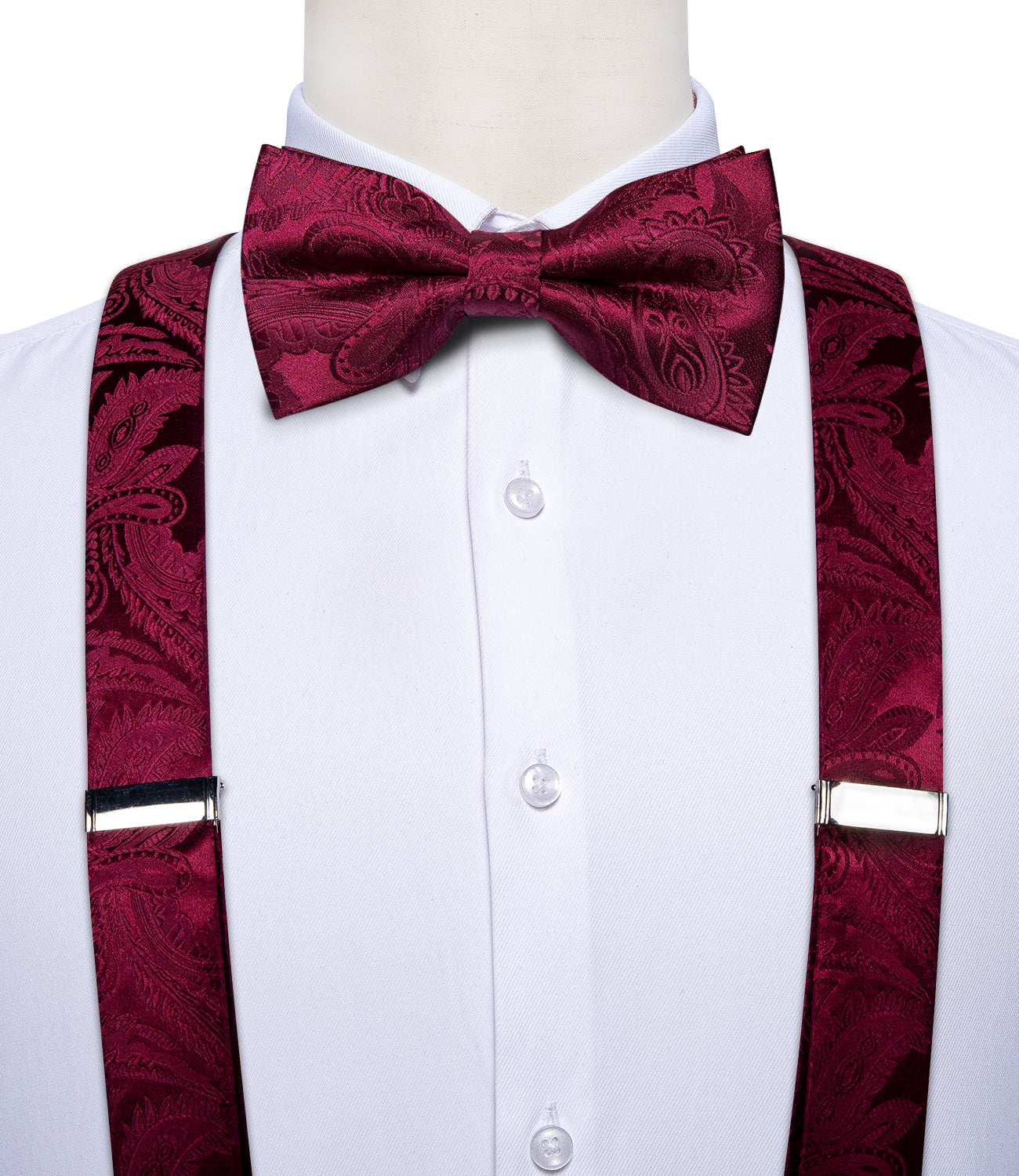 GentCrest Burgundy Floral Suspenders - Image 4