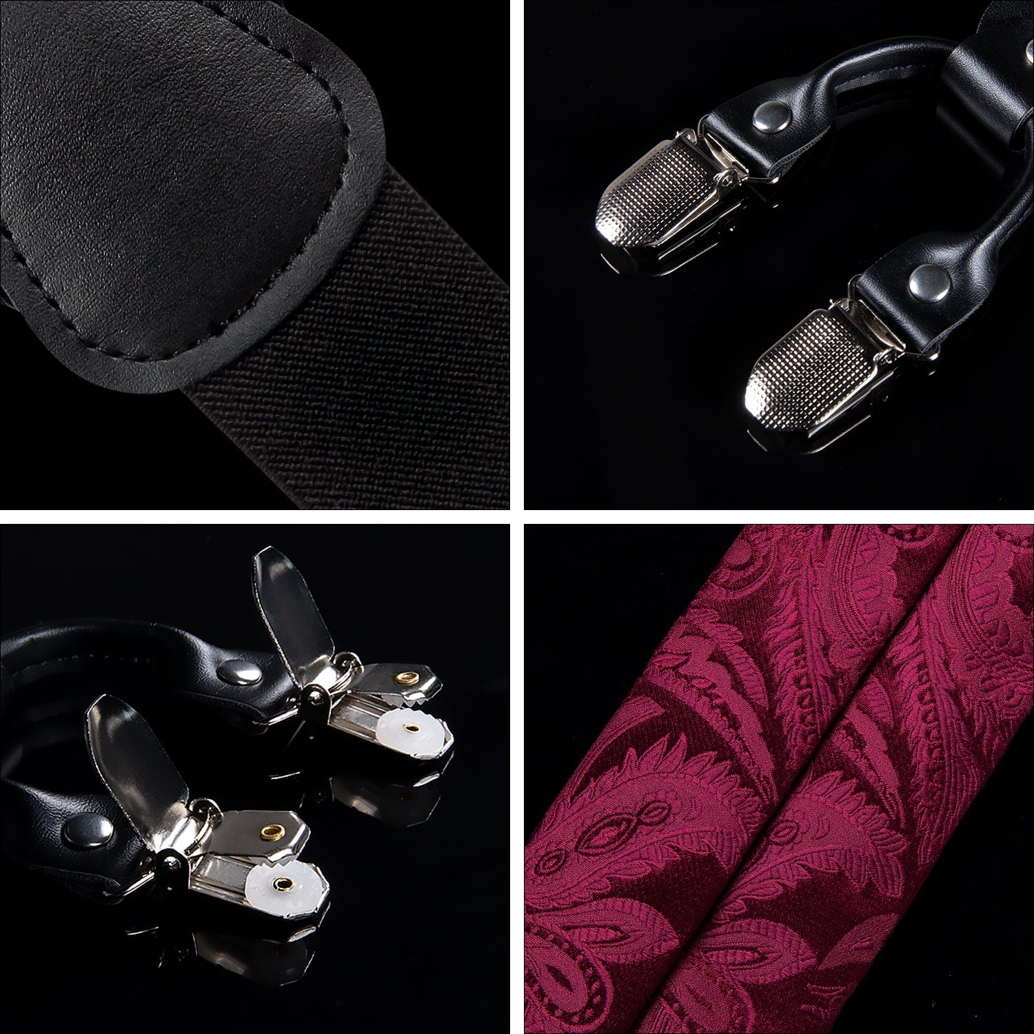 GentCrest Burgundy Floral Suspenders - Image 7