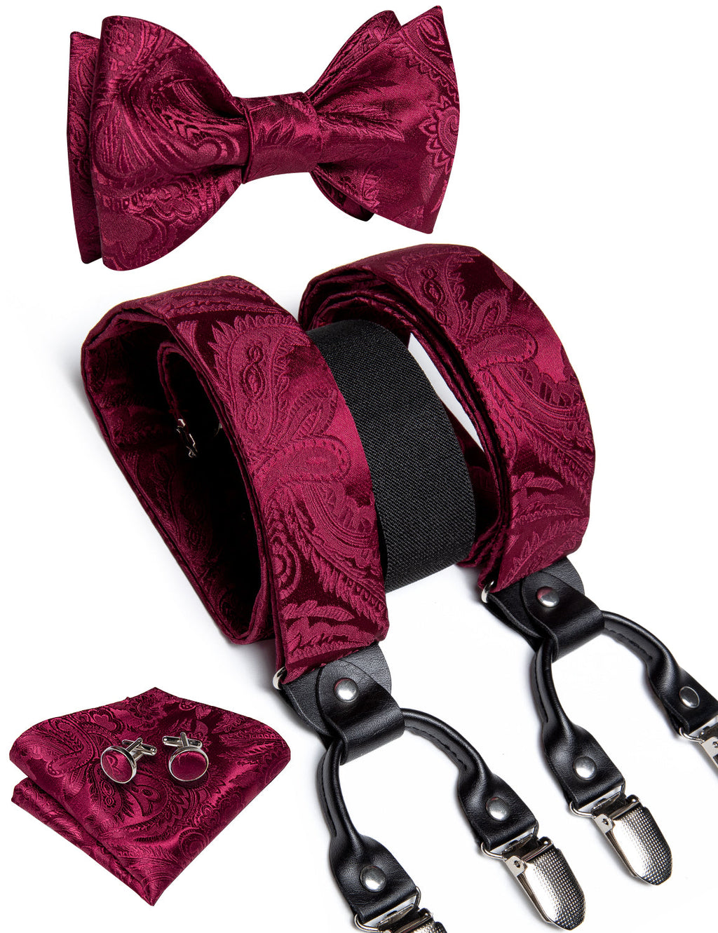 GentCrest Burgundy Floral Suspenders - Image 3