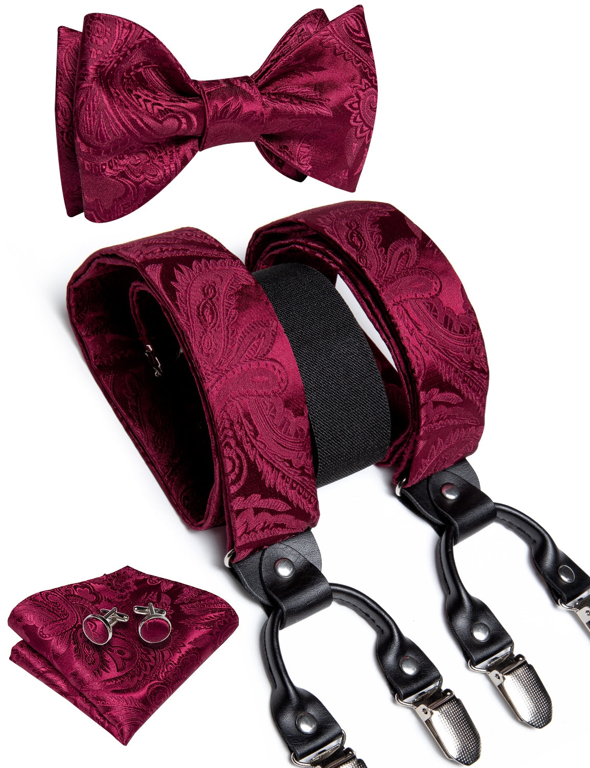 GentCrest Burgundy Floral Suspenders - Image 3