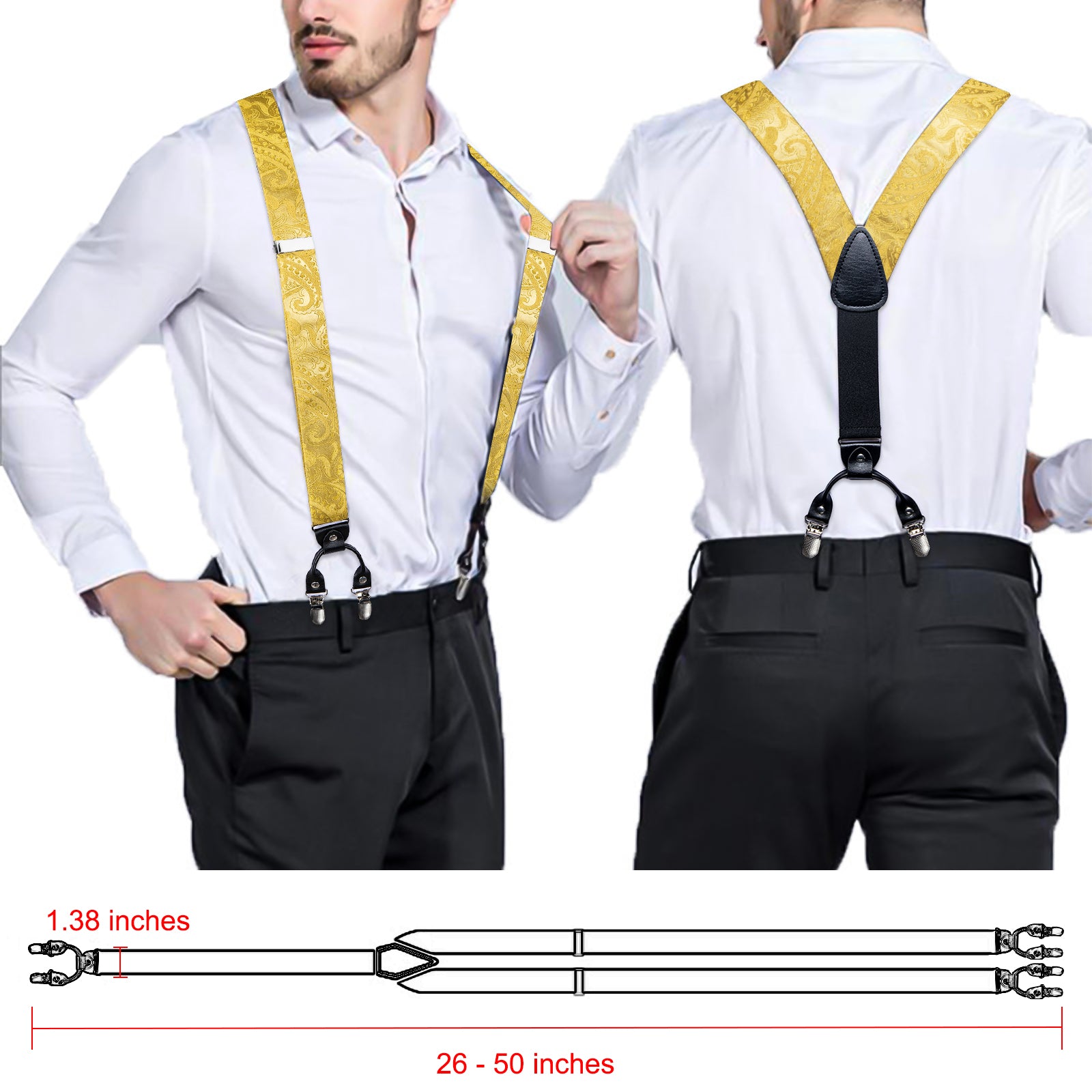 GentCrest Yellow Paisley Suspenders - Image 6