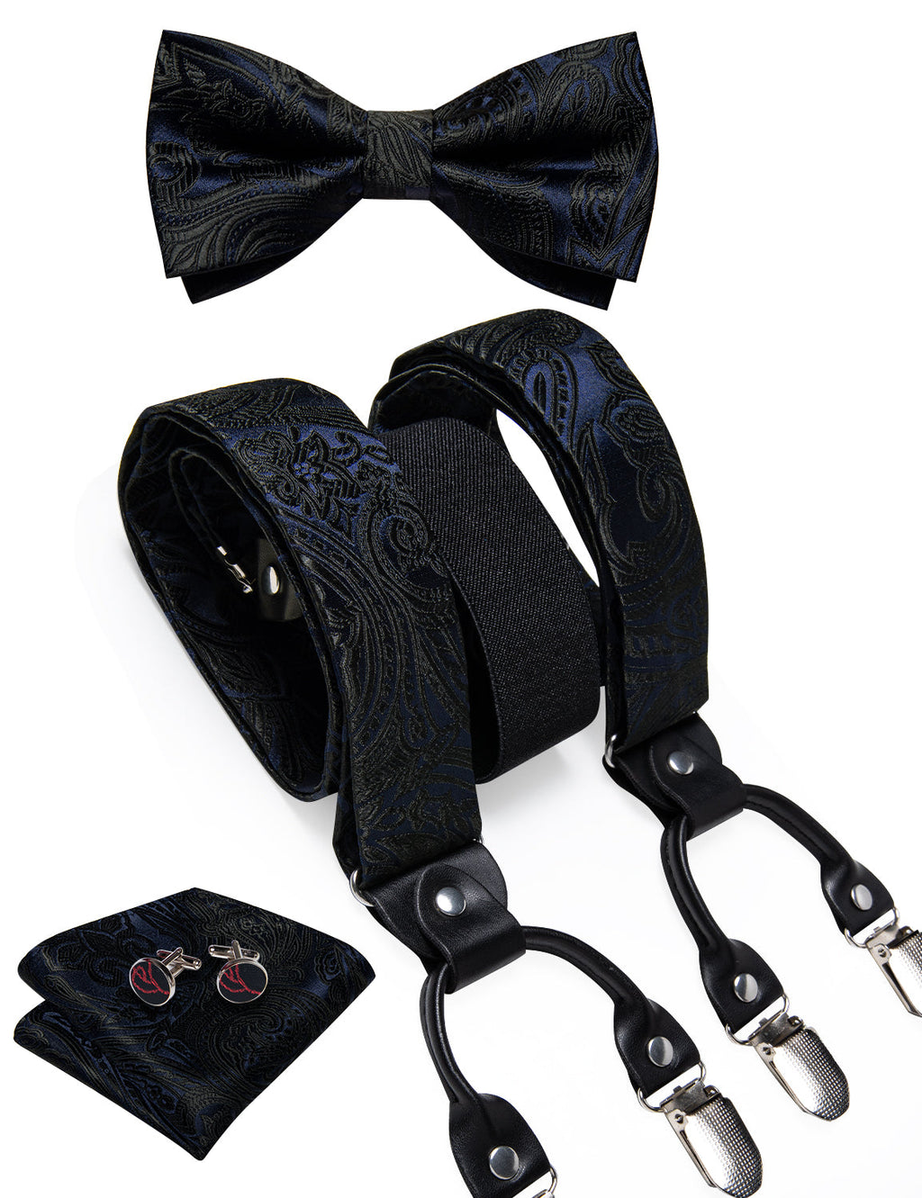 GentCrest Black Paisley Suspenders - Image 2