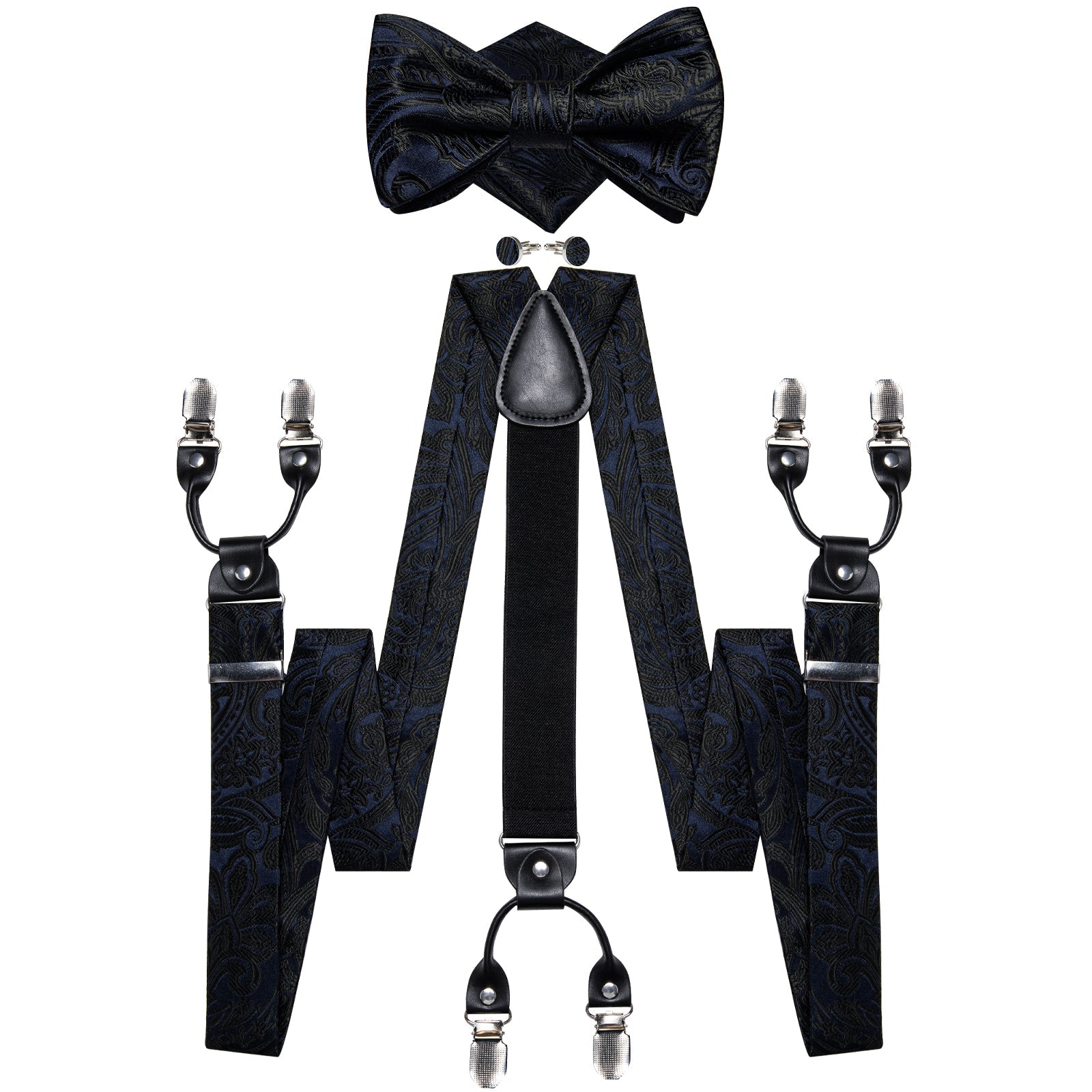 GentCrest Black Paisley Suspenders - Image 1