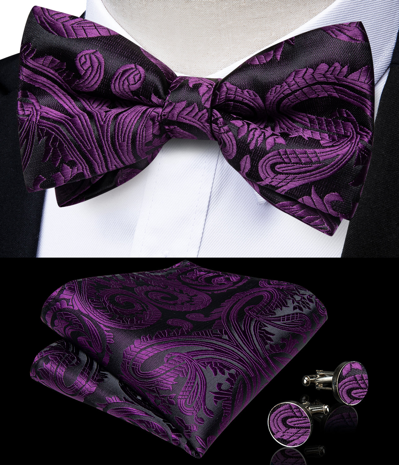 GentCrest Black Paisley Suspenders - Image 5