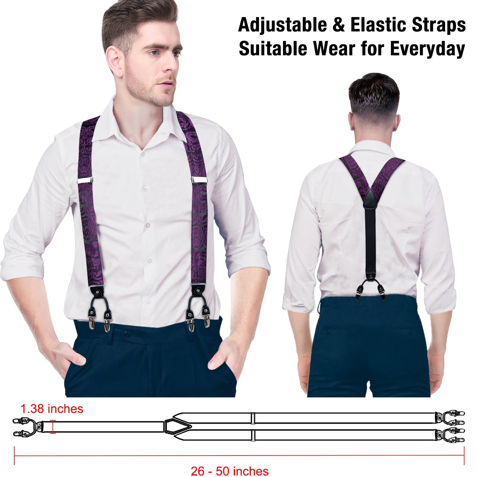GentCrest Black Paisley Suspenders - Image 8