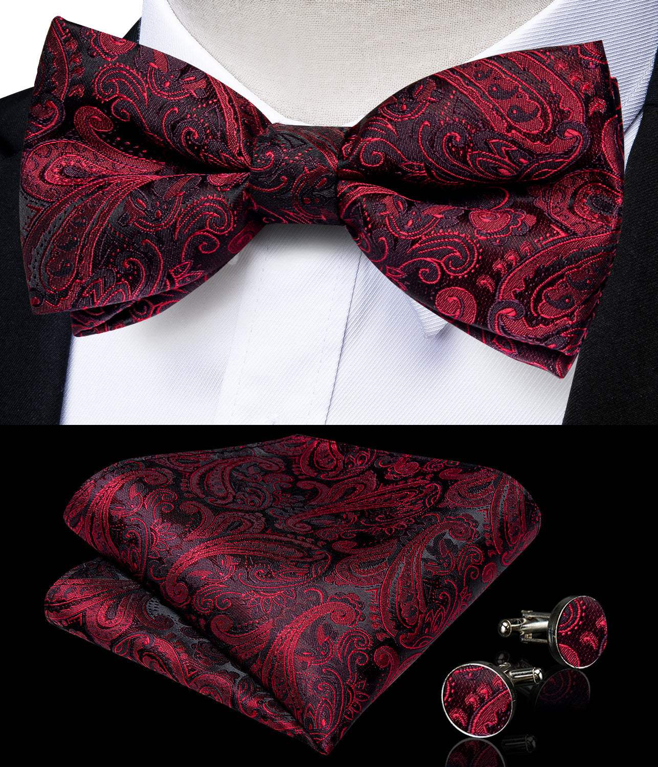GentCrest Black Paisley Suspenders - Image 6