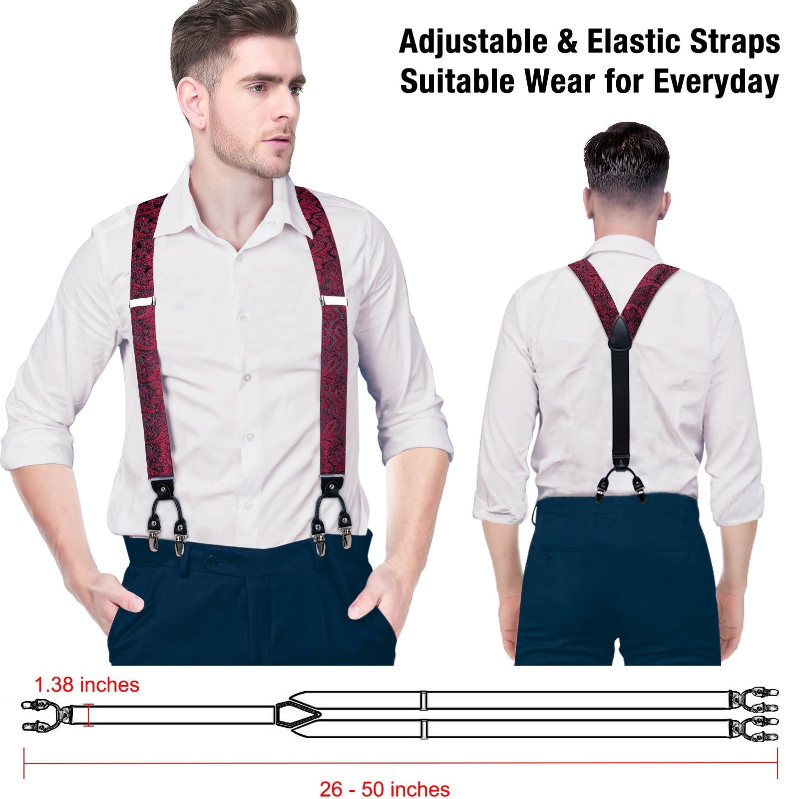 GentCrest Black Paisley Suspenders - Image 8