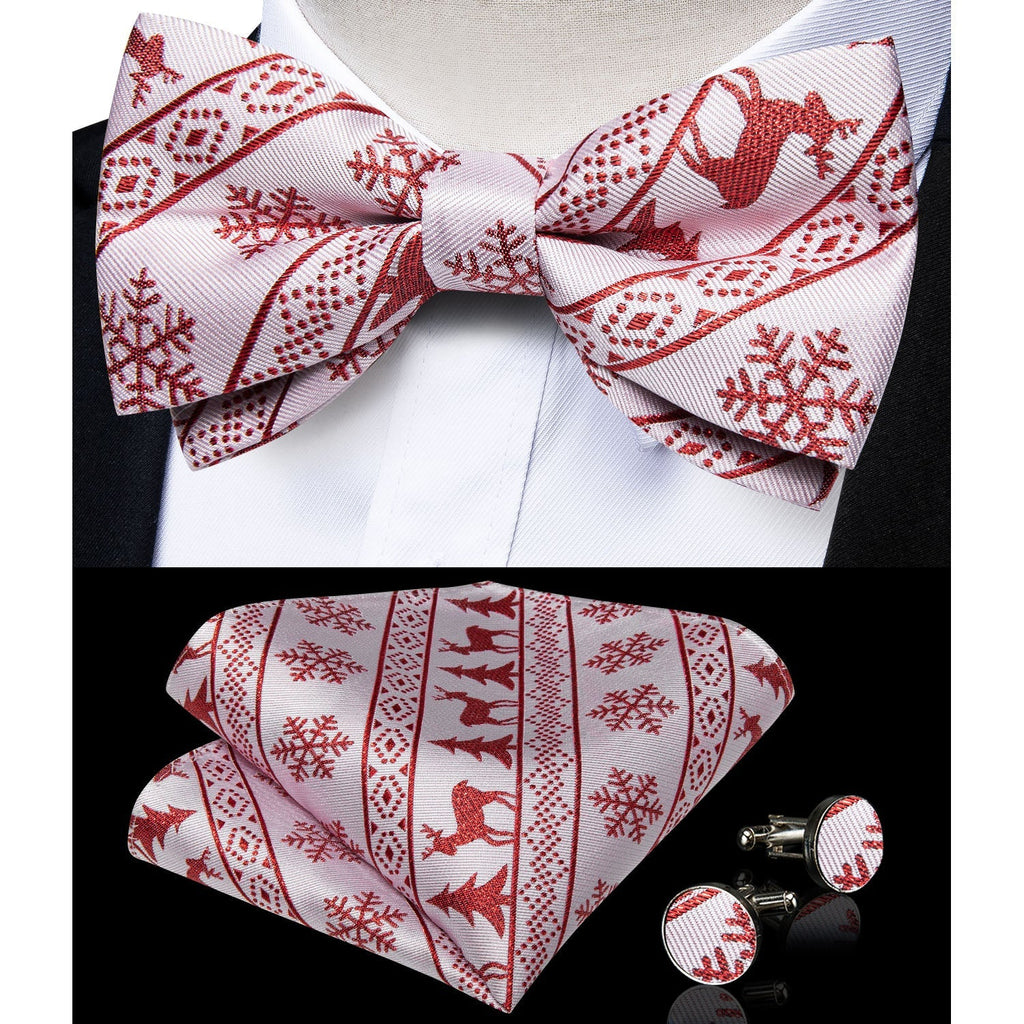 Ugly Christmas Sweater and Suspenders Set in White Bow Tie Set - GentCrest - View 2