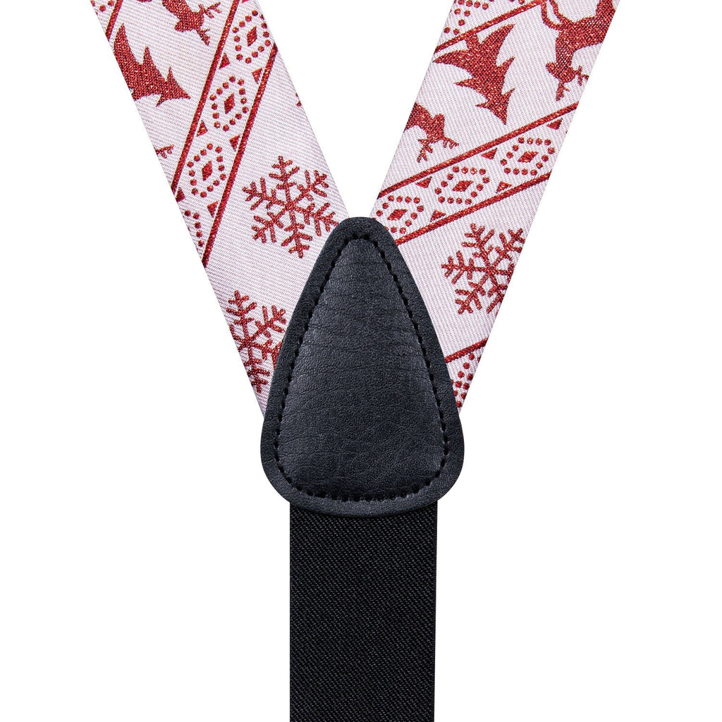 Ugly Christmas Sweater and Suspenders Set in White Bow Tie Set - GentCrest - View 3