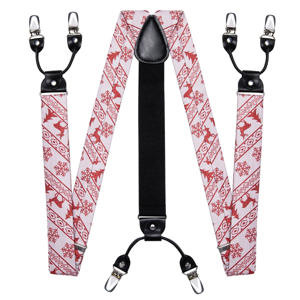 Ugly Christmas Sweater and Suspenders Set in White Bow Tie Set - GentCrest - View 4