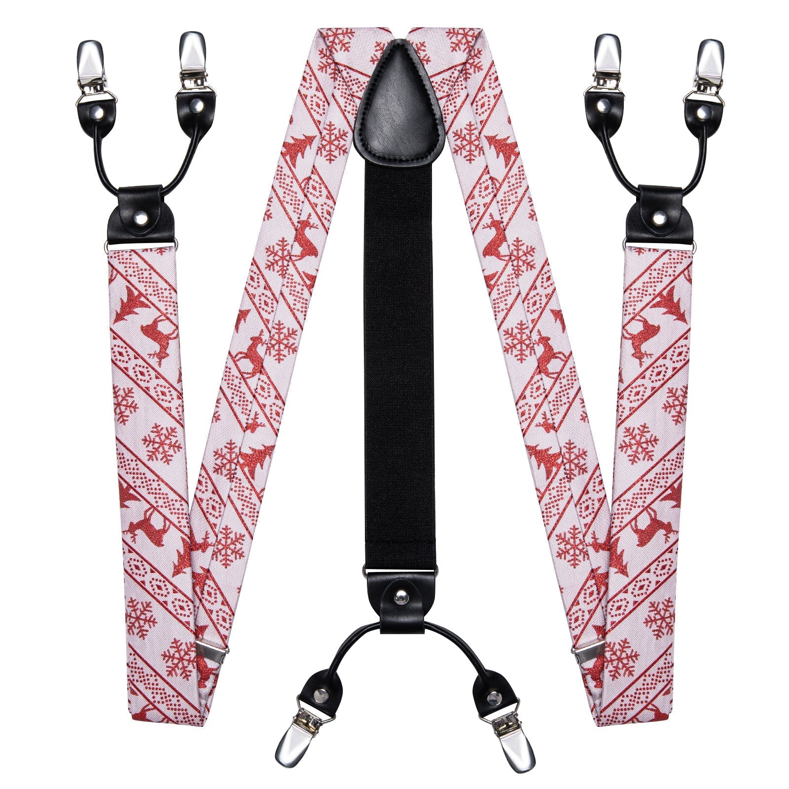 Ugly Christmas Sweater and Suspenders Set in White Bow Tie Set - GentCrest - View 4