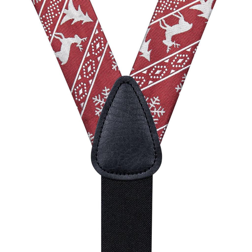 Ugly Christmas Sweater and Suspenders Set in Red Bow Tie Set - GentCrest - View 3