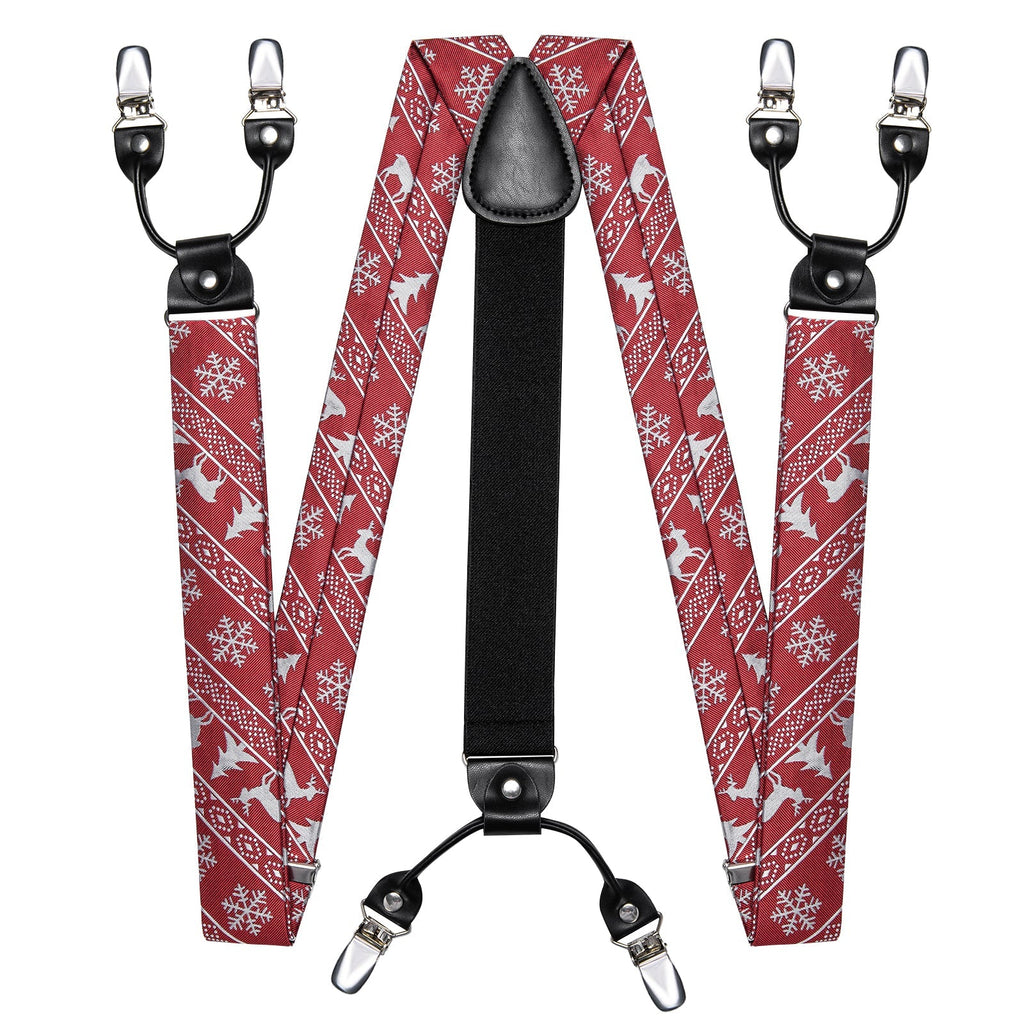 Ugly Christmas Sweater and Suspenders Set in Red Bow Tie Set - GentCrest - View 4