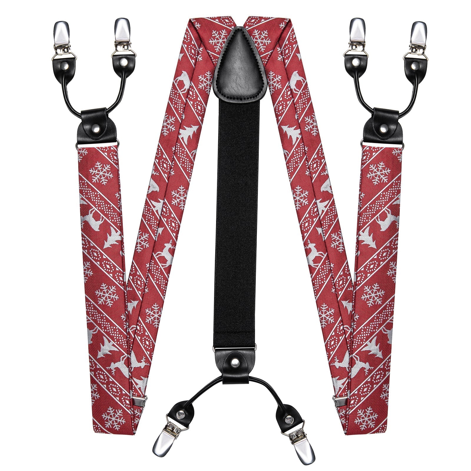 Ugly Christmas Sweater and Suspenders Set in Red Bow Tie Set - GentCrest - View 4