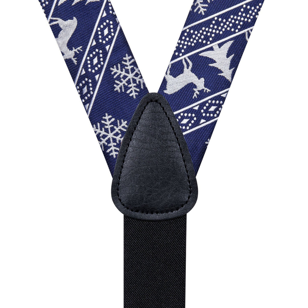 Ugly Christmas Sweater and Suspenders Set in Blue Bow Tie Set - GentCrest - View 3