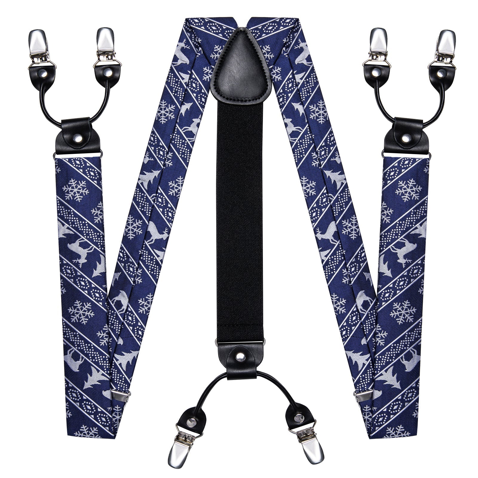 Ugly Christmas Sweater and Suspenders Set in Blue Bow Tie Set - GentCrest - View 4