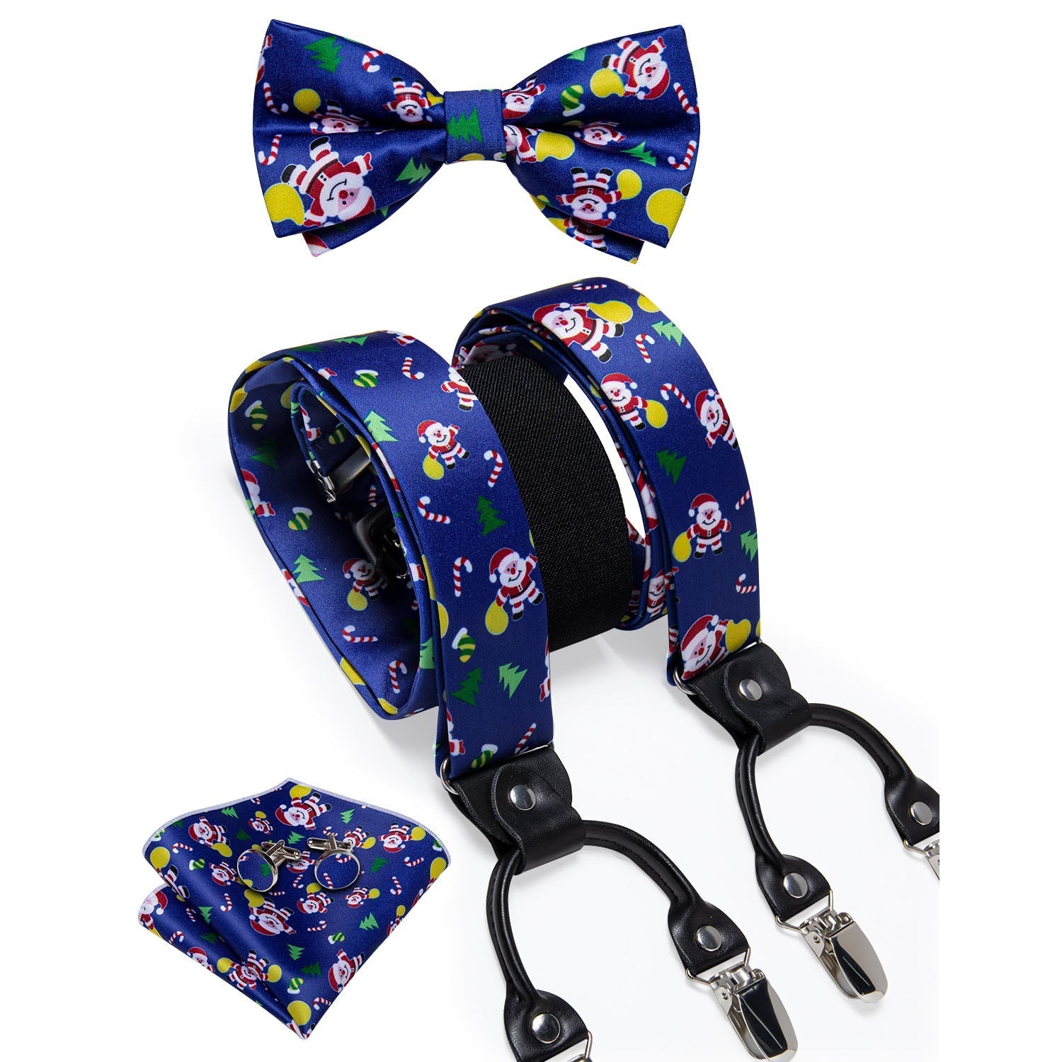 Christmas Decorations and Suspenders Set in Blue Bow Tie Set - GentCrest