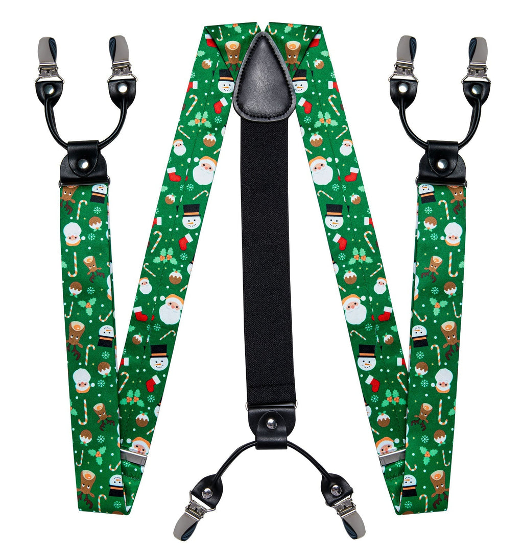 Christmas Decorations and Suspenders Set in Green Bow Tie Set - GentCrest - View 4