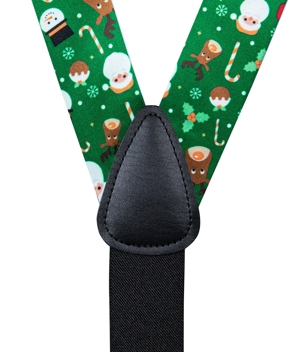 Christmas Decorations and Suspenders Set in Green Bow Tie Set - GentCrest - View 3