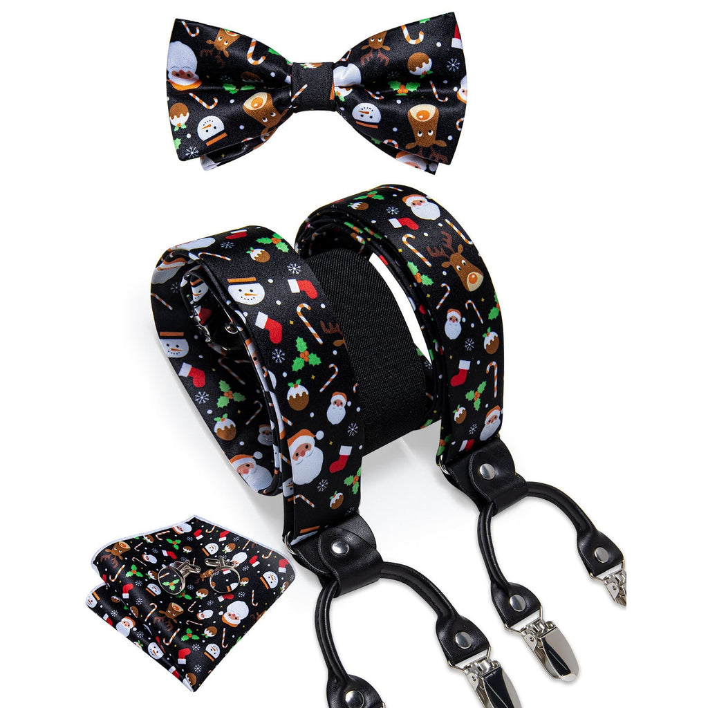 Christmas Decorations and Suspenders Set in Black Bow Tie Set - GentCrest
