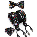 Christmas Decorations and Suspenders Set in Black Bow Tie Set - GentCrest