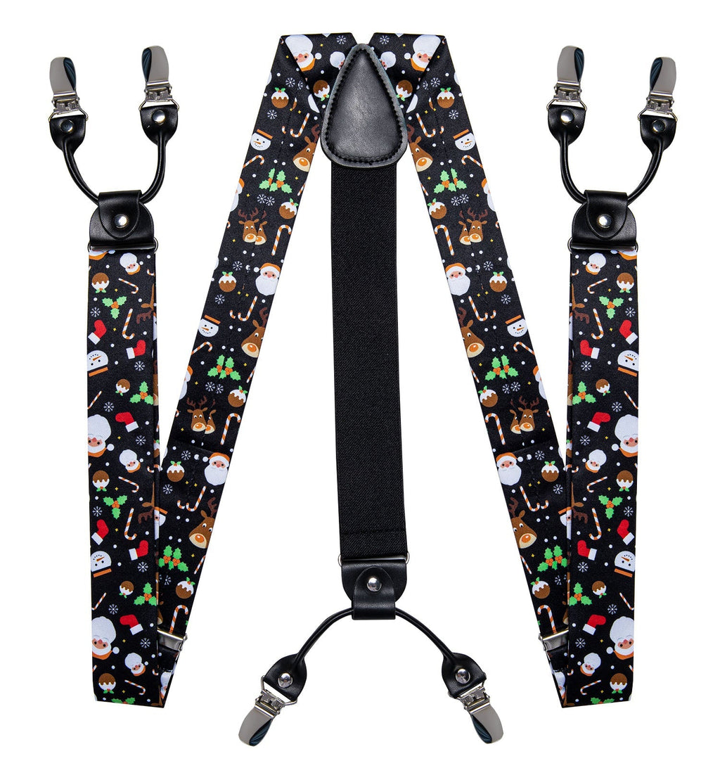 Christmas Decorations and Suspenders Set in Black Bow Tie Set - GentCrest - View 4
