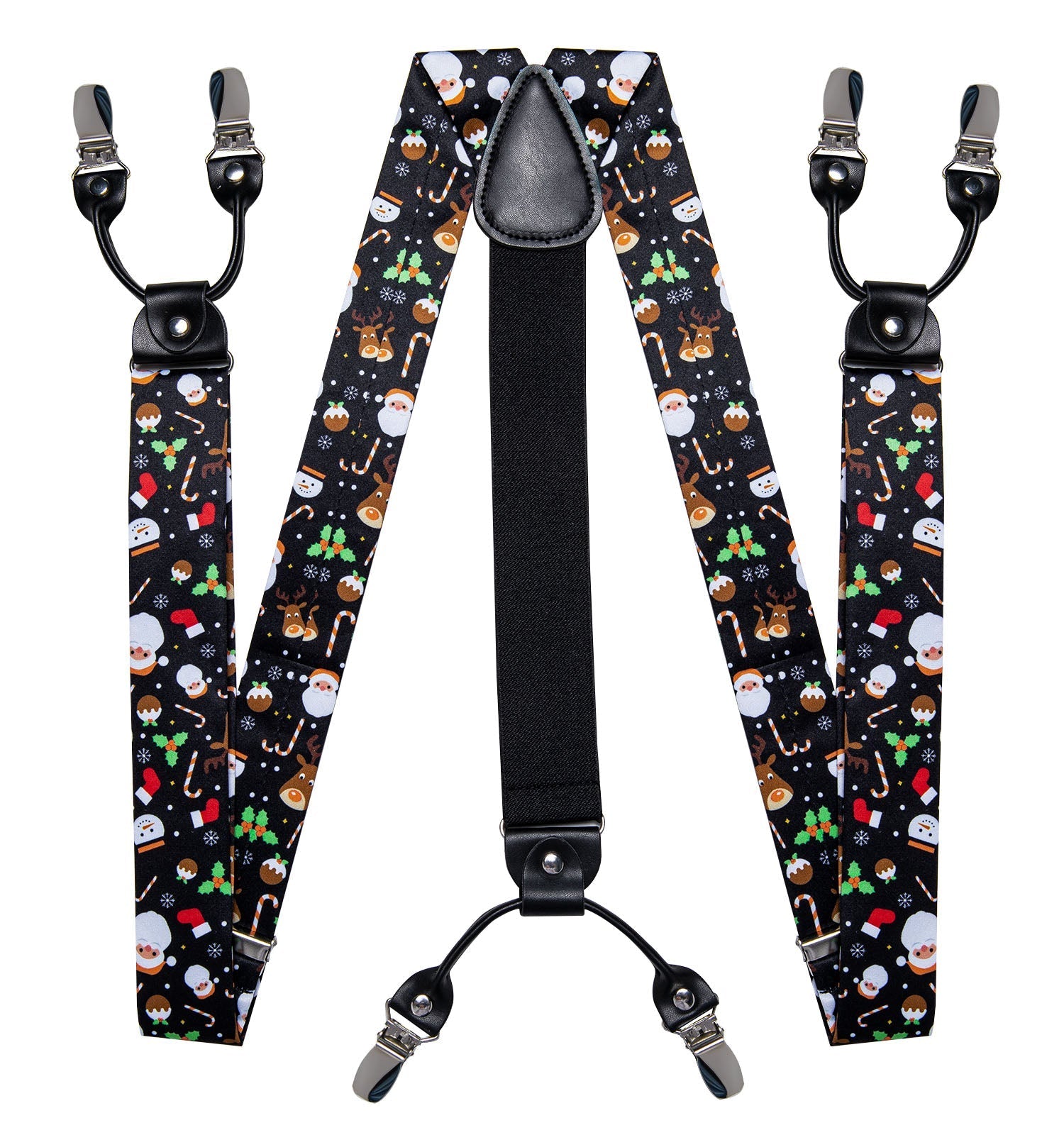 Christmas Decorations and Suspenders Set in Black Bow Tie Set - GentCrest - View 4