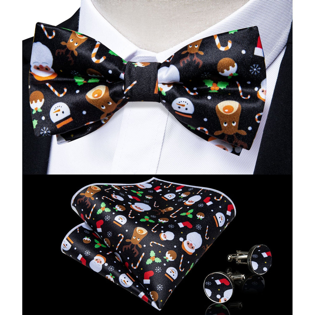 Christmas Decorations and Suspenders Set in Black Bow Tie Set - GentCrest - View 2