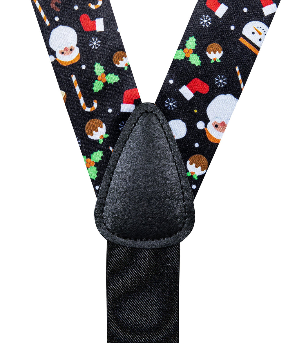 Christmas Decorations and Suspenders Set in Black Bow Tie Set - GentCrest - View 3