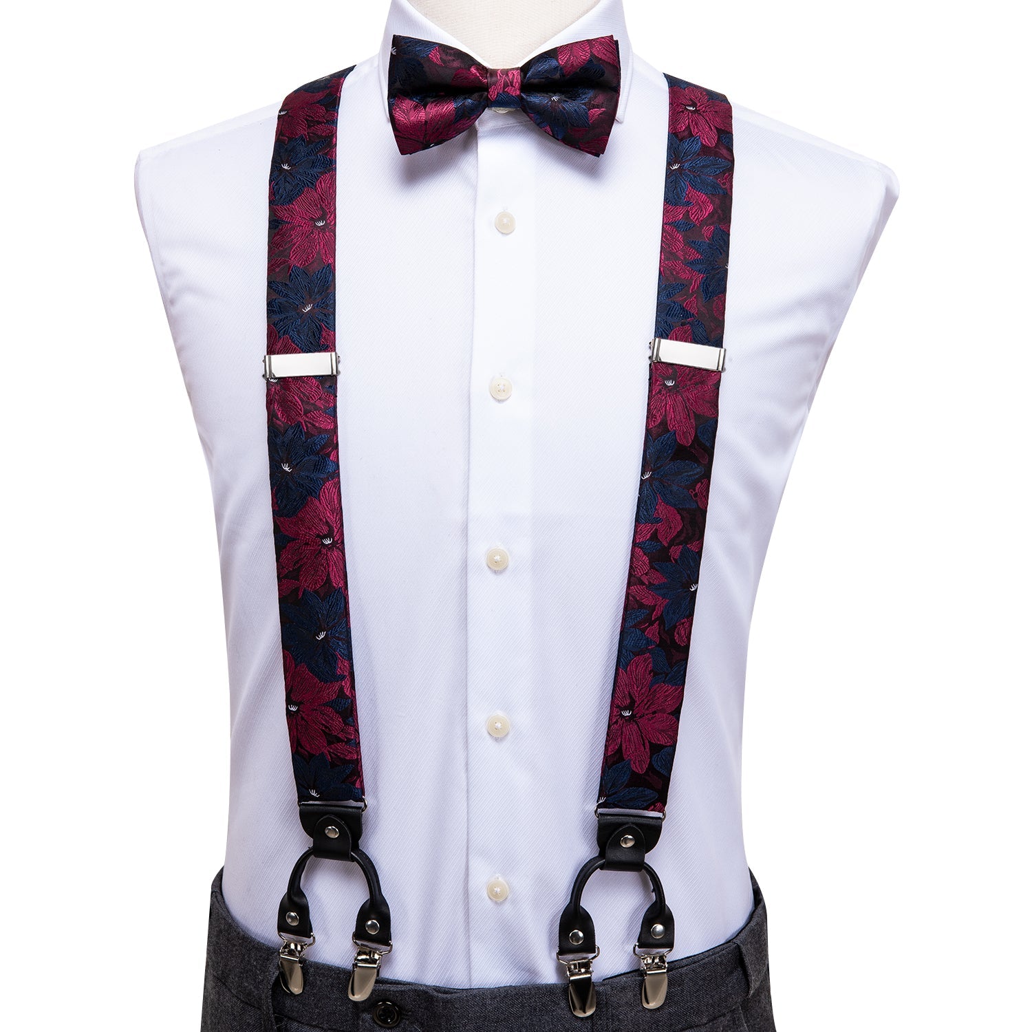 GentCrest Blue Floral Suspenders - Image 1