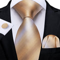 GentCrest Champagne Striped Tie Hanky Cufflinks Set - Image 1