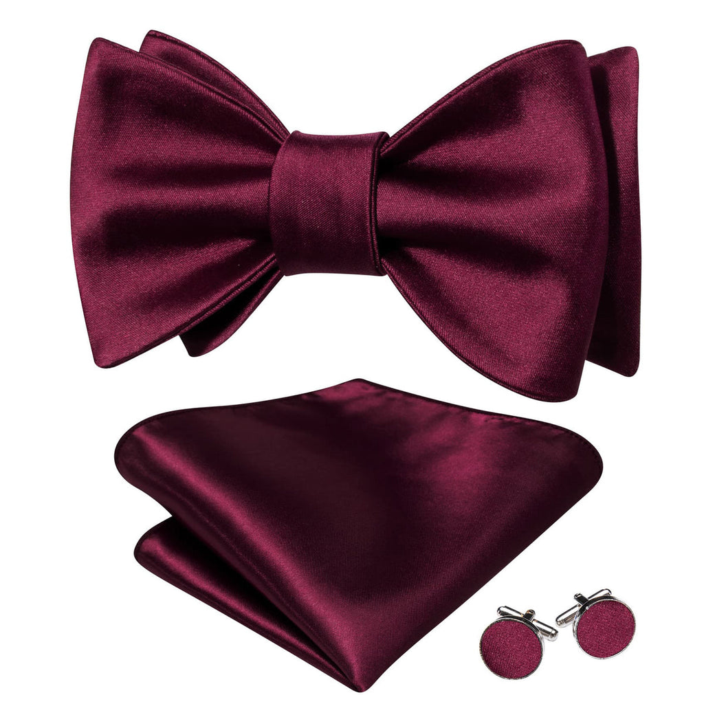 Maroon Red Bow Tie Set - GentCrest