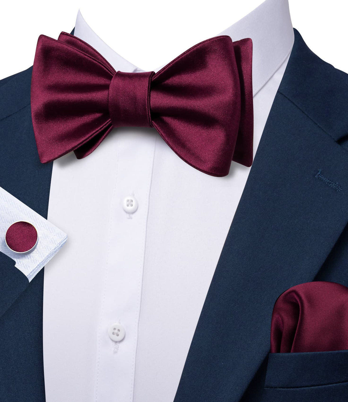 Maroon Red Bow Tie Set - GentCrest - View 3