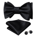 Black Solid Bow Tie Set - GentCrest