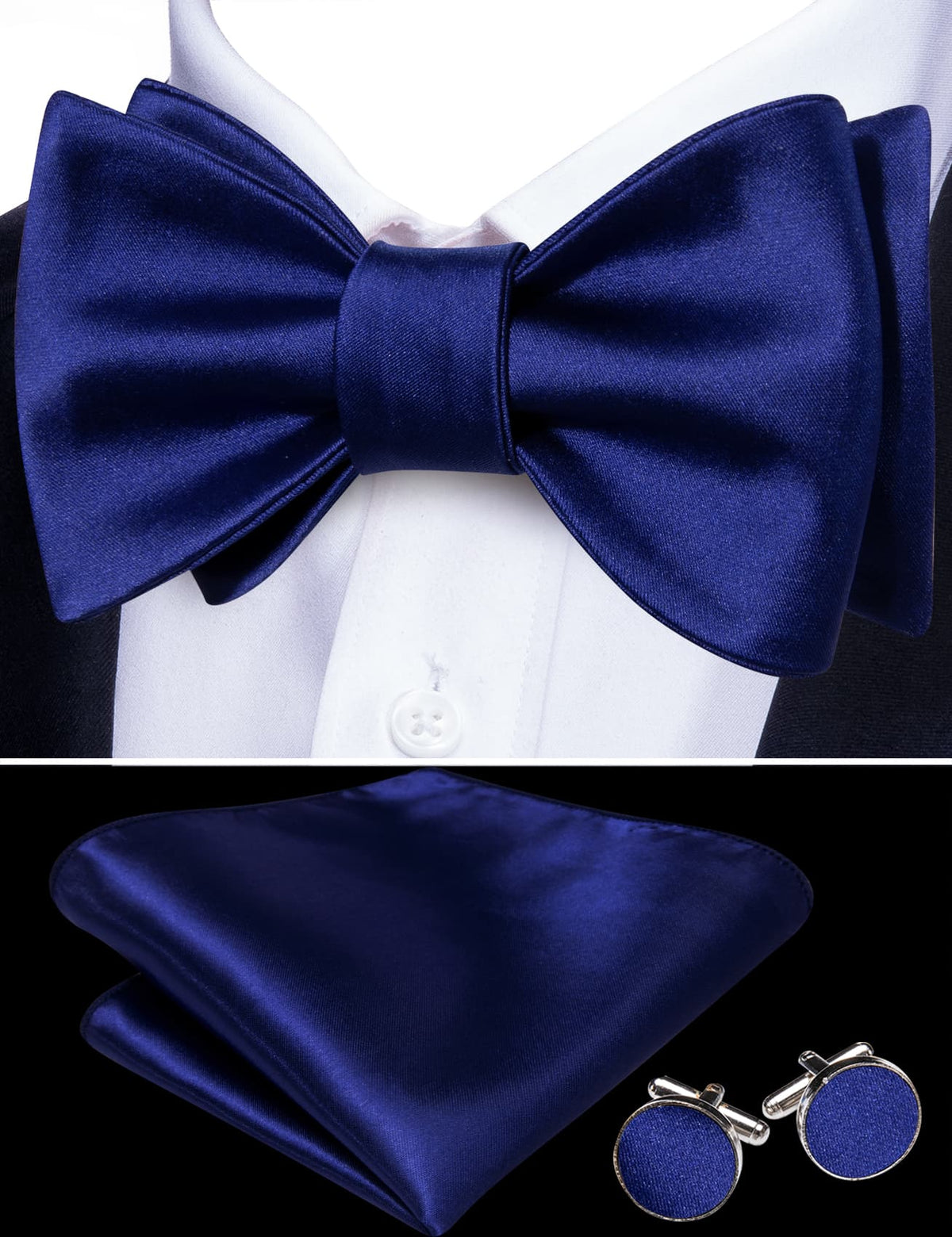 Navy Blue Bow Tie Set - GentCrest - View 2