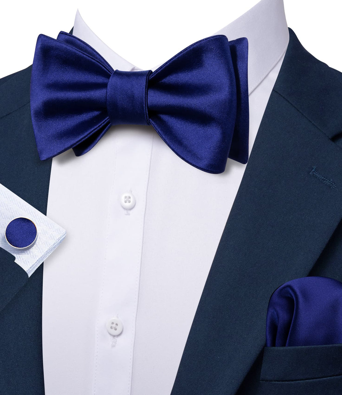 Navy Blue Bow Tie Set - GentCrest - View 3