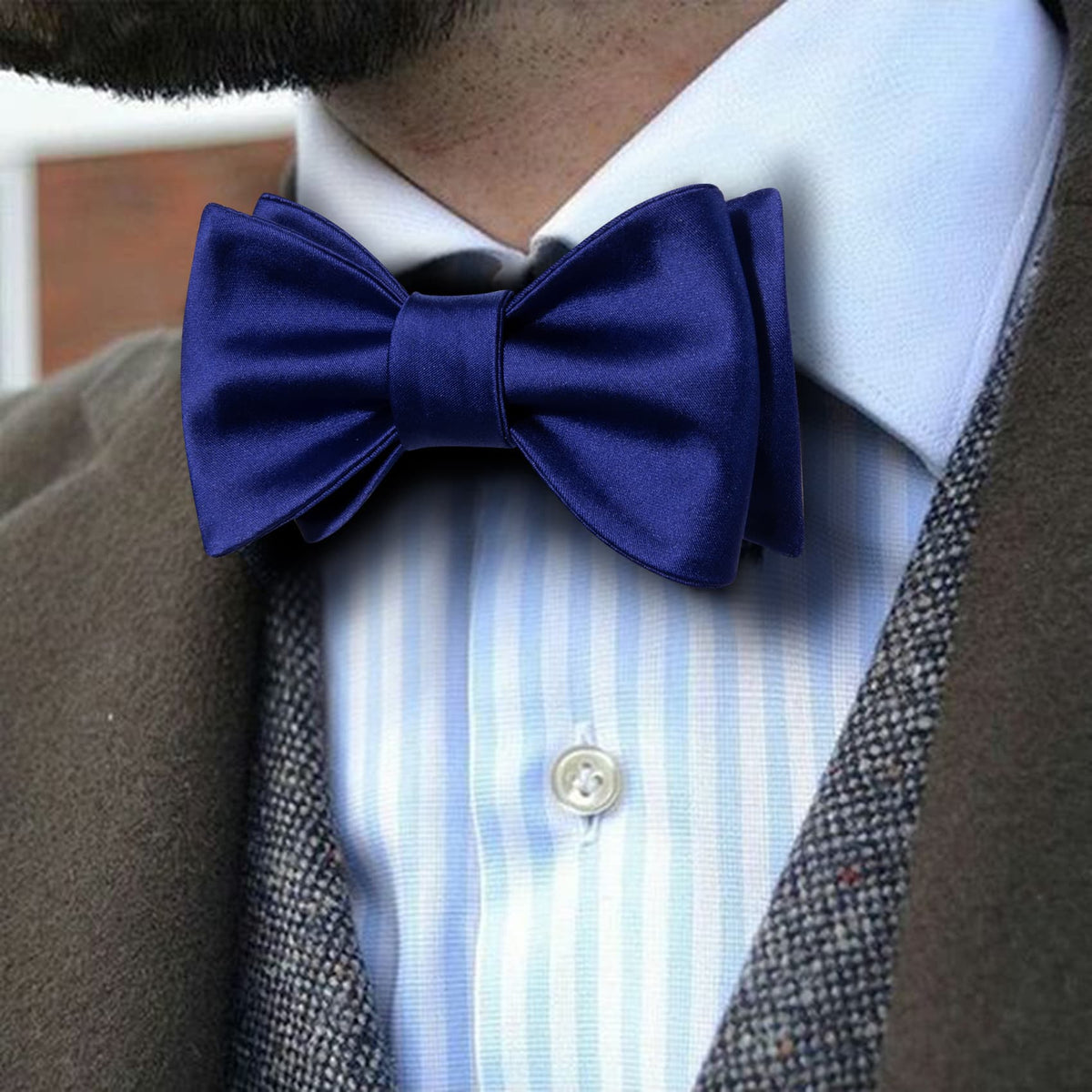 Navy Blue Bow Tie Set - GentCrest - View 4