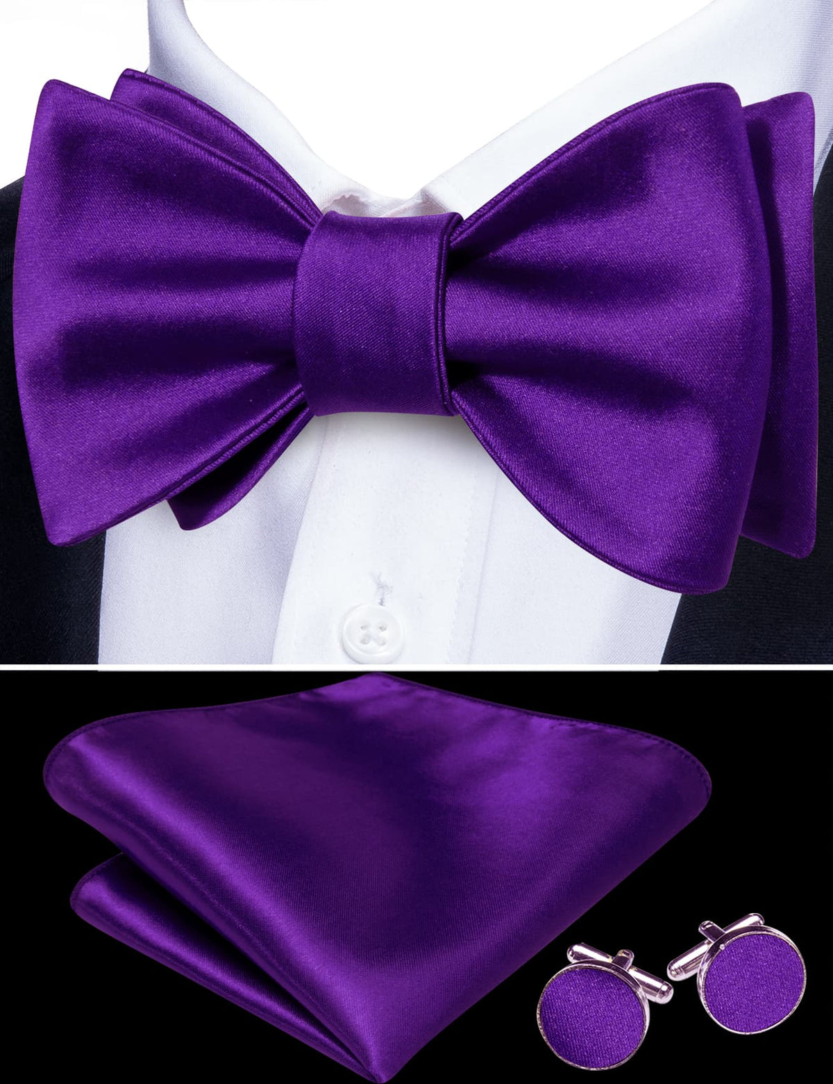 Dark Purple Bow Tie Set - GentCrest - View 2