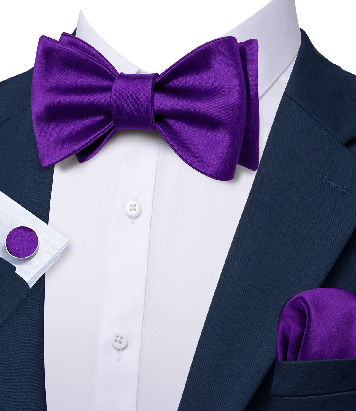 Dark Purple Bow Tie Set - GentCrest - View 3