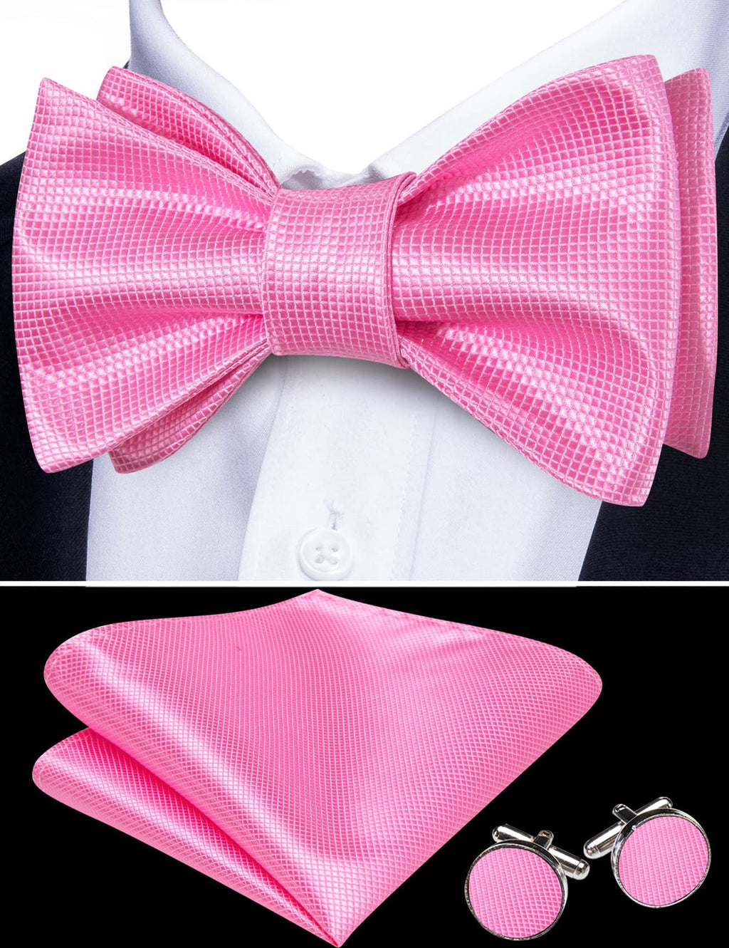 Pink Plaid Bow Tie Set - GentCrest - View 2