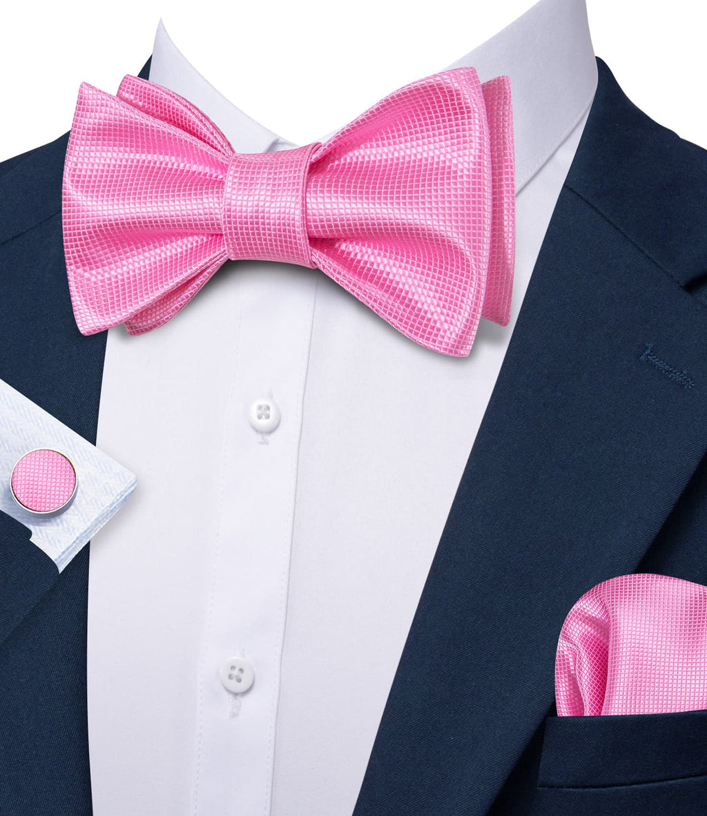 Pink Plaid Bow Tie Set - GentCrest - View 3