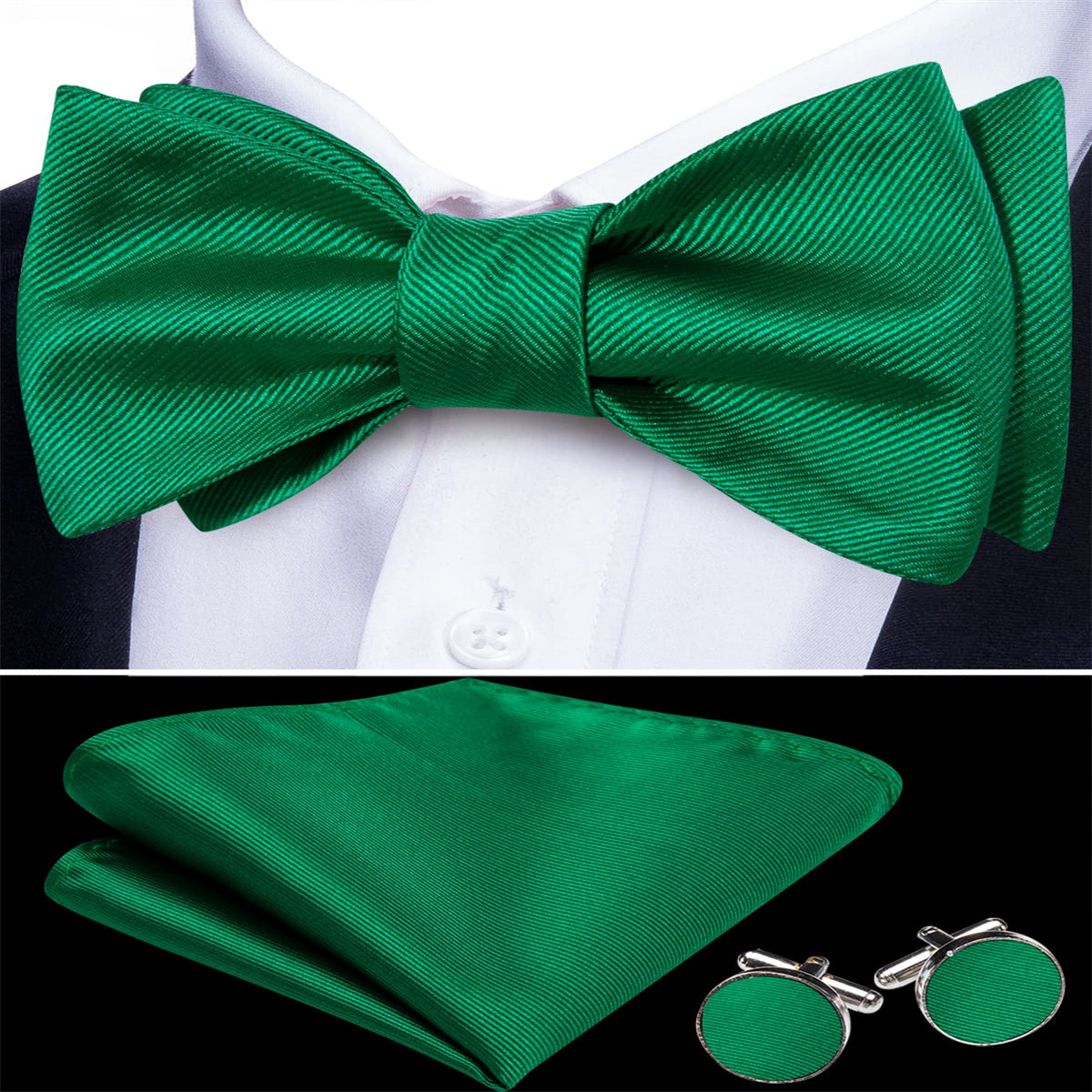 GentCrest Green Solid Bowtie Set - Image 2