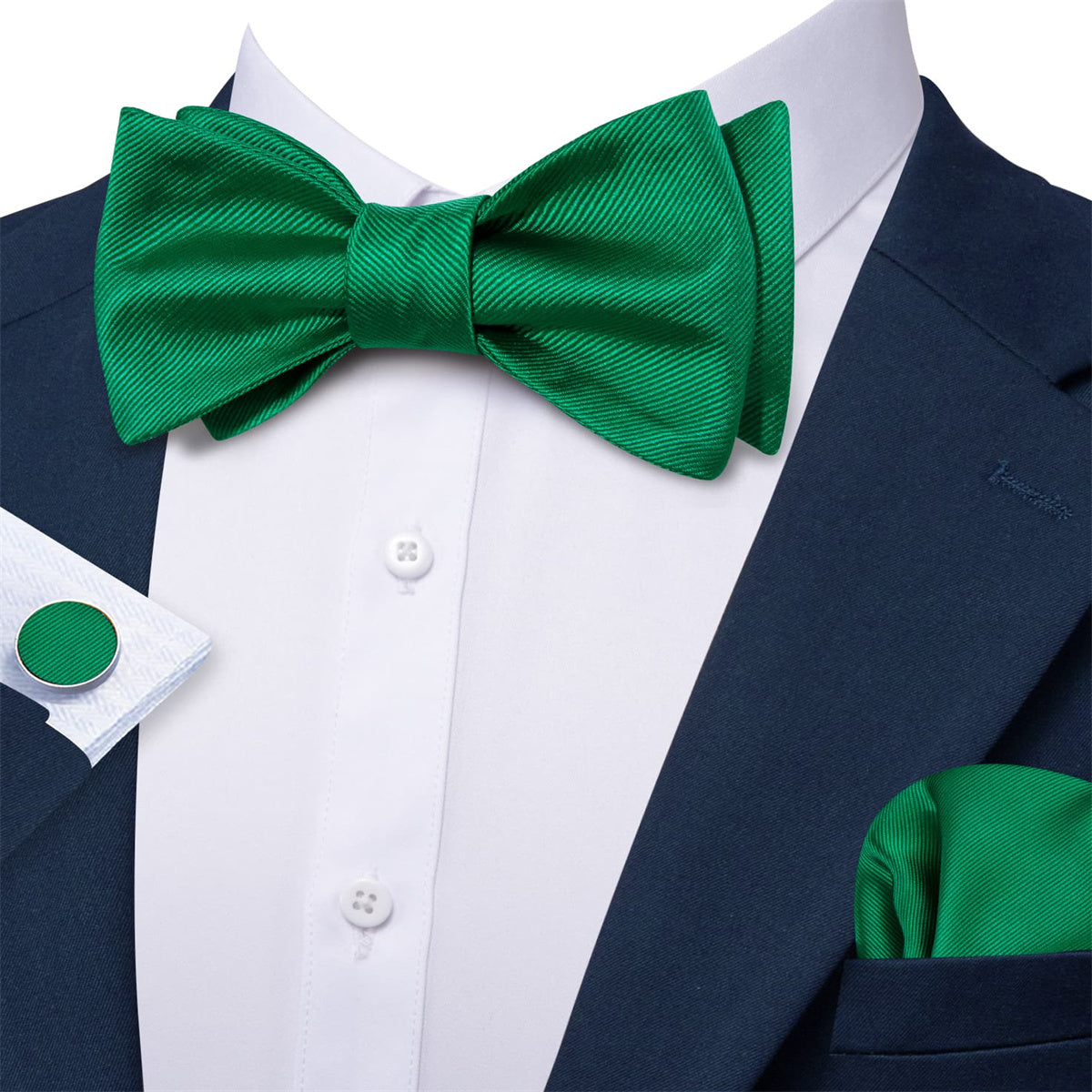 GentCrest Green Solid Bowtie Set - Image 1