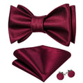 Burgundy Red Plaid Formal Bow Tie Set - GentCrest